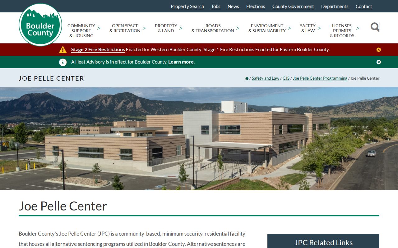 Joe Pelle Center alternative sentencing release records source